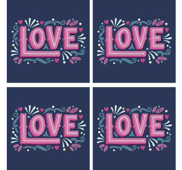 Text coasters playful love typography - TenStickers