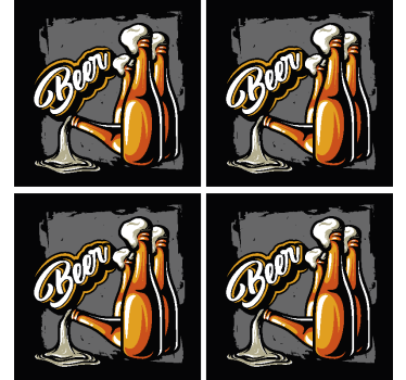 Beer bottle bear coasters - TenStickers