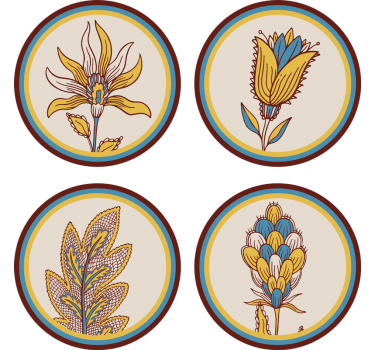 Floral motif coasters set - TenStickers