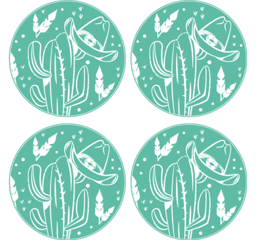 Cactus and hat western pattern drink coaster - TenStickers