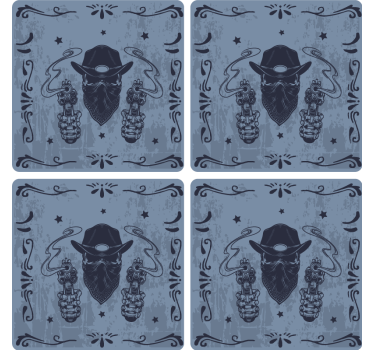 Geek coasters cowboy with dual guns - TenStickers