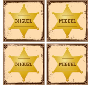 Sheriff badge with name personalised beer mats - TenStickers