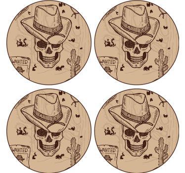 Geek coasters skull with cowboy hat - TenStickers