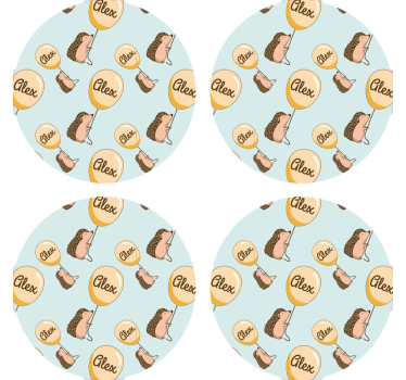 Personalizable coasters with playful hedgehog designs - TenStickers