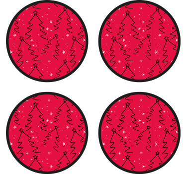 Christmas Tree line drink coaster - TenStickers