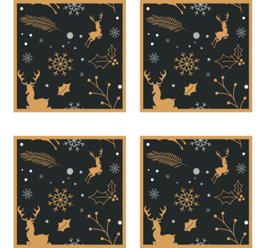 Christmas coasters gold reindeer and snowflakes - TenStickers