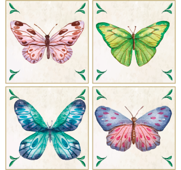 Modern coasters with colorful butterfly design - TenStickers