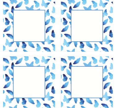 Personalizable coasters butterfly pattern blue frames - TenStickers
