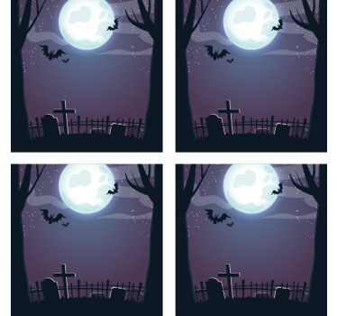 Halloween coasters spooky night scene coasters - TenStickers