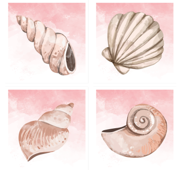 seashells watercolor seashell coasters - TenStickers