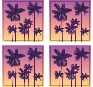 Coasters with silhouetted palm trees design - TenStickers