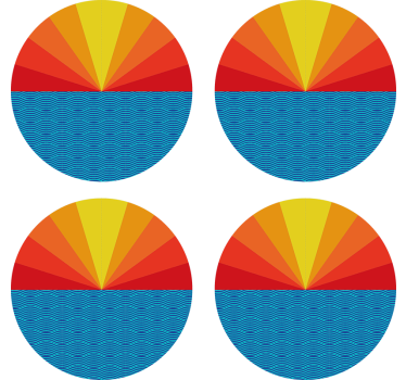 Vintage Sunset and sea circle 70s coaster set - TenStickers