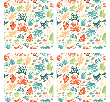 Coasters with vibrant coral designs - TenStickers