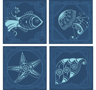 Geek coasters whimsical sea creatures - TenStickers