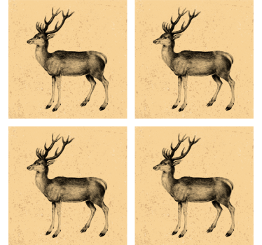 Beer mats vintage deer illustration - TenStickers