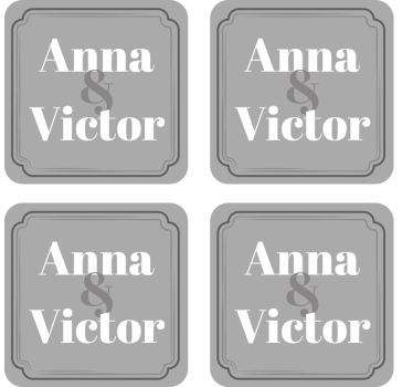 Wedding coasters customized couple initials - TenStickers