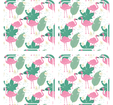 Flamingos and leaves coaster modern drink coaster - TenStickers