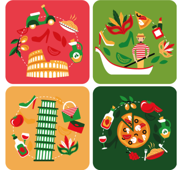most famous icons of italy more coasters - TenStickers
