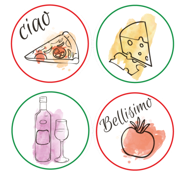 Italian food and drinks personalised beer mats - TenStickers