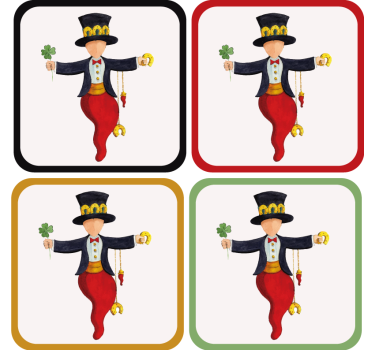 Geek coasters playful character with clover - TenStickers