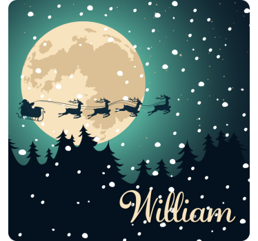 Santa Sleigh Moonlight Christmas coasters - TenStickers