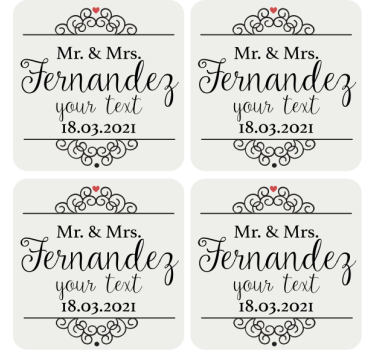 Mr and Mrs coaster favors - TenStickers