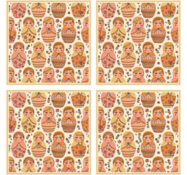 Geek coasters with colorful matryoshka dolls pattern - TenStickers