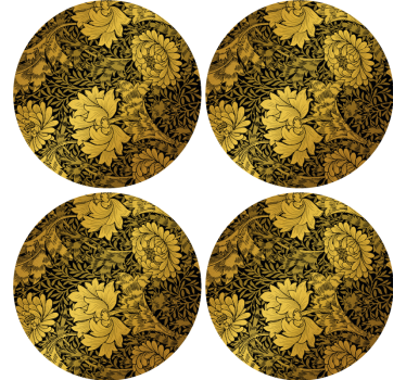 Golden Leaves  modern drink coaster - TenStickers