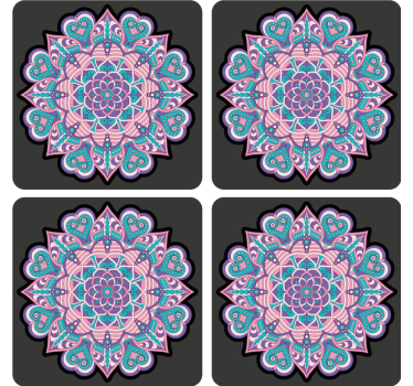 Geek coasters colorful heart mandala - TenStickers