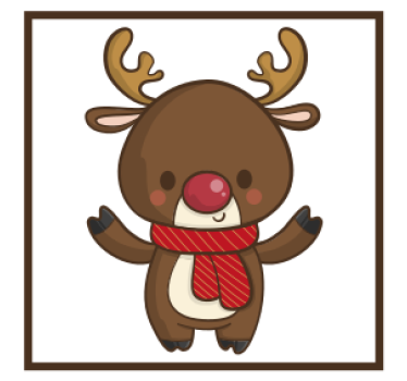 Christmas coasters featuring a cheerful reindeer with scarf - TenStickers