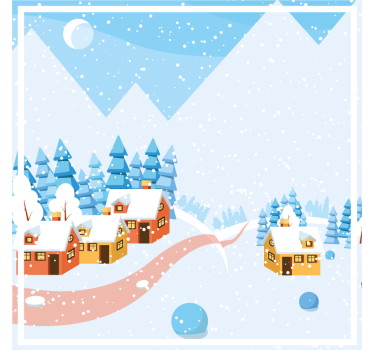 Christmas coasters snowy village scene - TenStickers