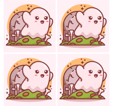 Halloween coasters featuring a cheerful ghost illustration - TenStickers