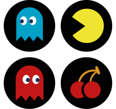 Pac Man game set geeky coasters - TenStickers