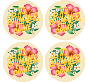 Text coasters floral summer saying - TenStickers