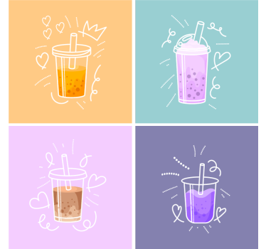 Modern coasters with colorful drink illustrations - TenStickers