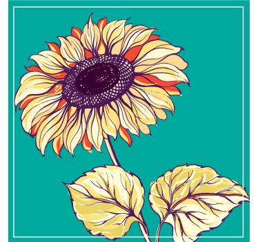 Sunflower illustration modern drink coaster - TenStickers