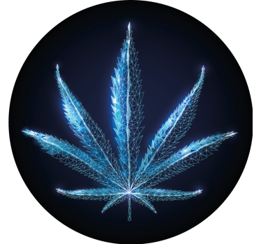 Circular blue marijuana plant modern drink coaster - TenStickers
