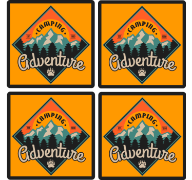 Text coasters camping adventure badge - TenStickers