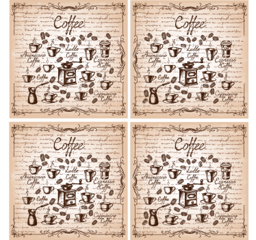 Personalizable coasters coffee types illustration - TenStickers