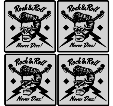 Rock and roll and never die beer coasters - TenStickers