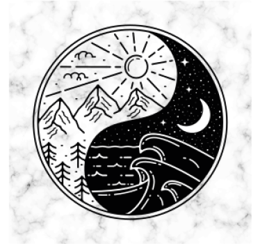 Ying Yang on marble modern drink coaster - TenStickers