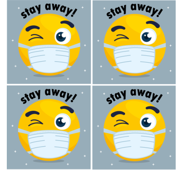 Winking emoji wearing mask coasters - TenStickers