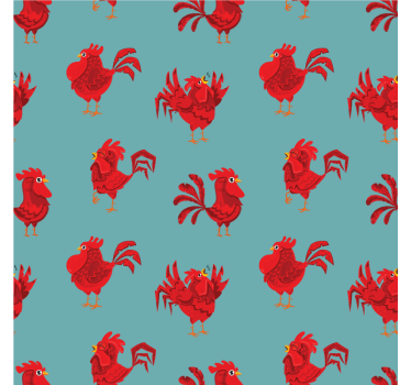 Red rooster cartoon pattern  modern drink coaster - TenStickers