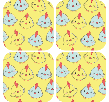 Geek coasters cute chicken faces - TenStickers