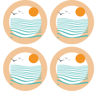 Modern coasters wave pattern sunset design - TenStickers