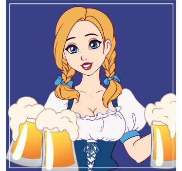 Woman carrying a tray of beer beer coaster - TenStickers