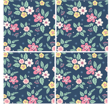 Cartoon flowers modern drink coaster - TenStickers