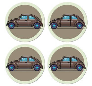 Beetle cartoon car retro coasters - TenStickers