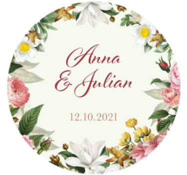 Wedding coasters floral wedding custom design - TenStickers