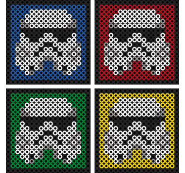 Colourful robot face geeky coasters - TenStickers
